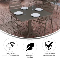 Flash Furniture Lila 31.5'' Square Aluminum Indoor-Outdoor Table Set With 4 Slat Back Chairs -Flash Furniture GUEST 1e2bd0be fbdc 45f1 984c 2653ae8bc11b