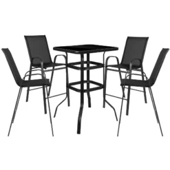 Flash Furniture Outdoor Dining Set - 4-Person Bistro Set - Outdoor Glass Bar Table With All-Weather Patio Stools -Flash Furniture GUEST 1ebc6b1e c4c2 4ca0 a226 e748fc75e6e6