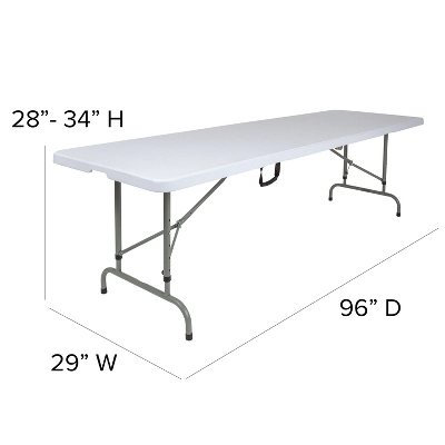 Flash Furniture 8-Foot Height Adjustable Bi-Fold Granite White Plastic Banquet And Event Folding Table With Carrying Handle 5 Flash Furniture 8-Foot Height Adjustable Bi-Fold Granite White Plastic Banquet And Event Folding Table With Carrying Handle - Image 3