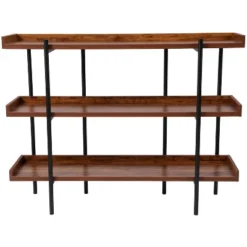 Flash Furniture Mayfair 3 Shelf 35"H Storage Display Unit Bookcase With Black Metal Frame In Rustic Wood Grain Finish 14 Flash Furniture Mayfair 3 Shelf 35"H Storage Display Unit Bookcase With Black Metal Frame In Rustic Wood Grain Finish -Flash Furniture GUEST 1f9a8d20 1101 428f a247 0ac90442e914