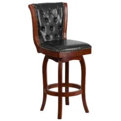 Flash Furniture 30'' High Wood Barstool With Button Tufted Back And LeatherSoft Swivel Seat -Flash Furniture GUEST 20075a61 9203 4c96 964c 407cc21b30e5
