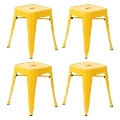 Flash Furniture 18" Table Height Stool, Stackable Backless Metal Indoor Dining Stool, Commercial Grade Restaurant Stool - Set Of 4 -Flash Furniture GUEST 204c5e25 7efd 473a bc35 e3cf1a7ac8e0