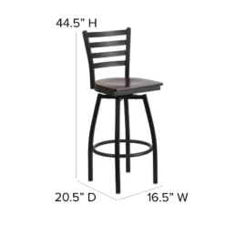 Flash Furniture Black Ladder Back Swivel Metal Barstool -Flash Furniture GUEST 2068278f 8beb 4e00 b2af 9ff5d8cad118