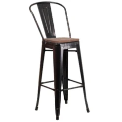 Flash Furniture 30" High Metal Barstool With Back And Wood Seat 33 Flash Furniture 30" High Metal Barstool With Back And Wood Seat -Flash Furniture GUEST 2072c808 4ba0 4942 914b 026f5d46f14c