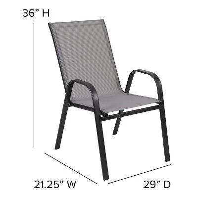 Flash Furniture 5 Piece Outdoor Patio Dining Set - Tempered Glass Patio Table, 4 Flex Comfort Stack Chairs 7 Flash Furniture 5 Piece Outdoor Patio Dining Set - Tempered Glass Patio Table, 4 Flex Comfort Stack Chairs - Image 5