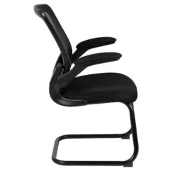 Flash Furniture Black Mesh Sled Base Side Reception Chair With Flip-Up Arms -Flash Furniture GUEST 21528f8a 2bfb 47f0 9008 93b771b1a620