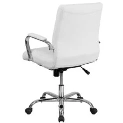 Flash Furniture Whitney Mid-Back White LeatherSoft Executive Swivel Office Chair With Chrome Frame And Arms - Set Of 4 -Flash Furniture GUEST 215c5ca9 25fb 44a2 a832 4c66de8340d6
