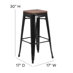 Flash Furniture 30" High Backless Metal Barstool With Square Wood Seat -Flash Furniture GUEST 21f5dee8 3749 44fd a9e0 09030acd21a9