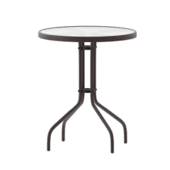 Flash Furniture Bellamy 23.75'' Round Tempered Glass Metal Table -Flash Furniture GUEST 221412c5 5965 46a3 96da 1619bf88120a 1