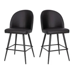 Flash Furniture Lyla Set Of 2 Commercial Modern Armless Counter Stools With Contoured Backrests, Steel Frames And Footrests-Set Of 2 -Flash Furniture GUEST 2243eea2 165e 4580 b167 6819d5d49668
