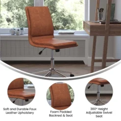Flash Furniture Madigan Mid-Back Armless Swivel Task Office Chair With Upholstery And Adjustable Metal Base -Flash Furniture GUEST 22859bc5 4824 4171 8c75 da9e8fe9a3b8
