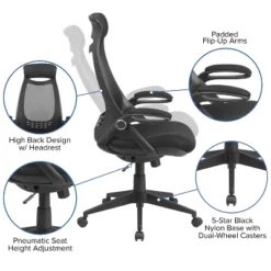Flash Furniture Ivan High Back Black Mesh Executive Swivel Office Chair With Flip-Up Arms -Flash Furniture GUEST 22eac884 0f5a 4a43 9f28 d4ea22851a09