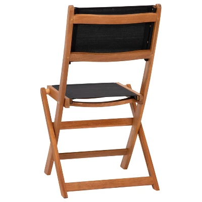 Flash Furniture 2PK All-Weather Acacia Wood Folding Bistro Chairs-Mesh Back/Seat-Natural/Black 10 Flash Furniture 2PK All-Weather Acacia Wood Folding Bistro Chairs-Mesh Back/Seat-Natural/Black - Image 8