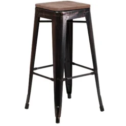 Flash Furniture 30" High Backless Metal Barstool With Square Wood Seat -Flash Furniture GUEST 236f2f20 c79e 4567 b88f 14784ca1b9f8