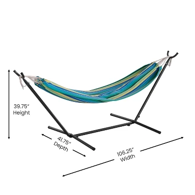 Flash Furniture Lola 2 Person Hammock With Stand And Premium Carry Bag, Cotton Hammock With Space Saving Steel Stand, 450 LBS. Static Weight Capacity 7 Flash Furniture Lola 2 Person Hammock With Stand And Premium Carry Bag, Cotton Hammock With Space Saving Steel Stand, 450 LBS. Static Weight Capacity - Image 5