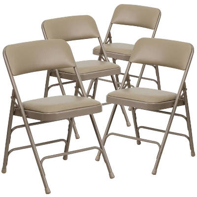 Flash Furniture 4 Pack HERCULES Series Curved Triple Braced & Double Hinged Upholstered Metal Folding Chair 17 Flash Furniture 4 Pack HERCULES Series Curved Triple Braced & Double Hinged Upholstered Metal Folding Chair - Image 15