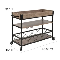 Flash Furniture Buckhead Distressed Light Oak Wood And Iron Kitchen Serving And Bar Cart With Wine Glass Holders -Flash Furniture GUEST 23e63120 9e58 426a 9ada a36cca3692ab