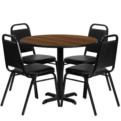 Flash Furniture 36'' Round Laminate Table Set With X-Base And 4 Trapezoidal Back Banquet Chairs 8 Flash Furniture 36'' Round Laminate Table Set With X-Base And 4 Trapezoidal Back Banquet Chairs - Image 6