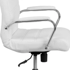 Flash Furniture Whitney Mid-Back White LeatherSoft Executive Swivel Office Chair With Chrome Frame And Arms - Set Of 4 -Flash Furniture GUEST 24d980b6 b275 4c98 a8e7 ada070f9f413