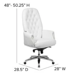Flash Furniture High Back Traditional Tufted White LeatherSoft Multifunction Executive Swivel Ergonomic Office Chair With Arms -Flash Furniture GUEST 253316d1 239a 4463 b564 5a9f2fe8e73d