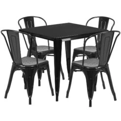 Flash Furniture Commercial Grade 31.5" Square Metal Indoor-Outdoor Table Set With 4 Stack Chairs 33 Flash Furniture Commercial Grade 31.5" Square Metal Indoor-Outdoor Table Set With 4 Stack Chairs -Flash Furniture GUEST 255511a7 15d4 4a5c 961f 1e0ba60f31b0