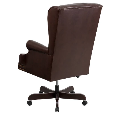 High Back Traditional LeatherSoft Tufted Executive Ergonomic Office Leather Chair Brown - Flash Furniture 4 High Back Traditional LeatherSoft Tufted Executive Ergonomic Office Leather Chair Brown - Flash Furniture - Image 2