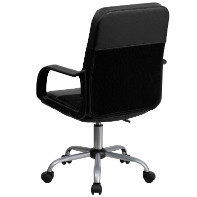 Swivel Task Chair Black Leather/Mesh - Flash Furniture 4 Swivel Task Chair Black Leather/Mesh - Flash Furniture - Image 2