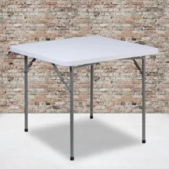 Flash Furniture 2.81-Foot Square Granite White Plastic Folding Table