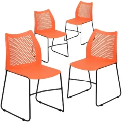 Flash Furniture 4 Pack HERCULES Series 661 Lb. Capacity Stack Chair With Air-Vent Back And Powder Coated Sled Base -Flash Furniture GUEST 26cf14c8 c18a 448d 9b4e df3e70663b5d