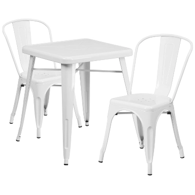 Flash Furniture Commercial Grade 23.75" Square Metal Indoor-Outdoor Table Set With 2 Stack Chairs 15 Flash Furniture Commercial Grade 23.75" Square Metal Indoor-Outdoor Table Set With 2 Stack Chairs - Image 13