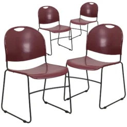 Flash Furniture 4 Pack HERCULES Series 880 Lb. Capacity Ultra-Compact Stack Chair With Metal Frame