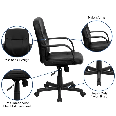 Flash Furniture Paulson Mid-Back Black Glove Vinyl Executive Swivel Office Chair With Arms 4 Flash Furniture Paulson Mid-Back Black Glove Vinyl Executive Swivel Office Chair With Arms - Image 2