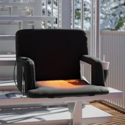 Flash Furniture Extra Wide Foldable Reclining Heated Stadium Chair With Backpack Straps - Black -Flash Furniture GUEST 27a8f42e d479 4966 a4a5 f8b018fe64a8