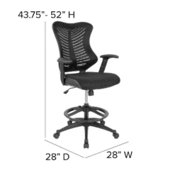 Flash Furniture High Back Designer Black Mesh Drafting Chair With LeatherSoft Sides And Adjustable Arms -Flash Furniture GUEST 27fe0c24 a5d2 483c 9599 42f34397a68b
