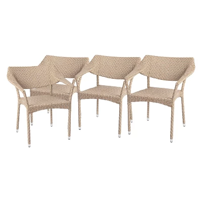Flash Furniture Jace Set Of 4 Commercial Grade Stacking Patio Chairs, All Weather PE Rattan Wicker Patio Dining Chairs 14 Flash Furniture Jace Set Of 4 Commercial Grade Stacking Patio Chairs, All Weather PE Rattan Wicker Patio Dining Chairs - Image 12