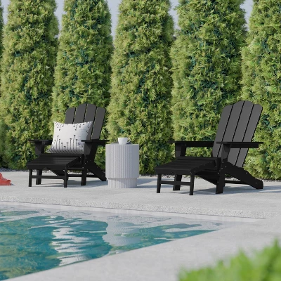 Flash Furniture Halifax HDPE Adirondack Chair With Cup Holder And Pull Out Ottoman, All-Weather HDPE Indoor/Outdoor Lounge Chair 6 Flash Furniture Halifax HDPE Adirondack Chair With Cup Holder And Pull Out Ottoman, All-Weather HDPE Indoor/Outdoor Lounge Chair - Image 4