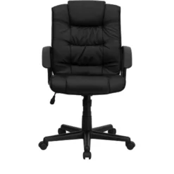 Mid-Back LeatherSoft Ripple And Accent Stitch Upholstered Swivel Task Office Chair With Arms Black Leather - Flash Furniture -Flash Furniture GUEST 2945bb74 5641 4821 9a84 ba1386750c95