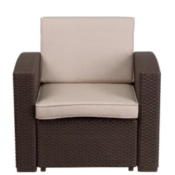 Flash Furniture Chocolate Brown Faux Rattan Chair With All-Weather Beige Cushion 18 Flash Furniture Chocolate Brown Faux Rattan Chair With All-Weather Beige Cushion -Flash Furniture GUEST 2964846e c9da 42e9 aec0 6ac5c429fffa