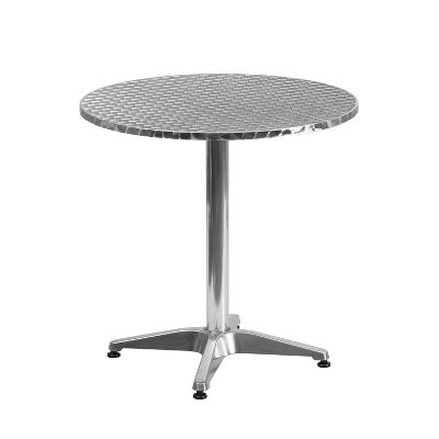 Flash Furniture Lila 27.5'' Round Aluminum Indoor-Outdoor Table Set With 4 Slat Back Chairs 4 Flash Furniture Lila 27.5'' Round Aluminum Indoor-Outdoor Table Set With 4 Slat Back Chairs - Image 2