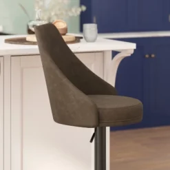 Flash Furniture Chrishelle Set Of 2 Commercial Adjustable Height Barstools With Upholstered Tufted Seats And Pedestal Base With Footring, Black -Flash Furniture GUEST 29bd156c fed7 43ba 8a03 66a221e4508c