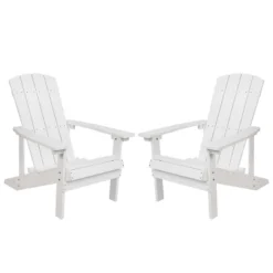 Flash Furniture Set Of 2 Charlestown All-Weather Poly Resin Wood Adirondack Chairs -Flash Furniture GUEST 29de4b6a 9f5f 4674 9661 0d615d7f6da1