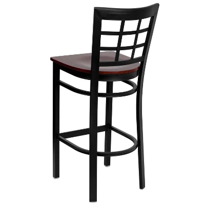 Flash Furniture Black Window Back Metal Restaurant Barstool 4 Flash Furniture Black Window Back Metal Restaurant Barstool - Image 2