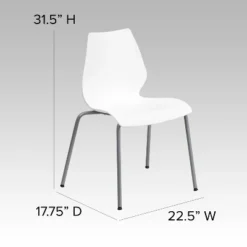 Flash Furniture HERCULES Series 770 Lb. Capacity White Stack Chair With Lumbar Support And Silver Frame -Flash Furniture GUEST 2c98291d 6f86 450a 80f0 3c56115f26a5