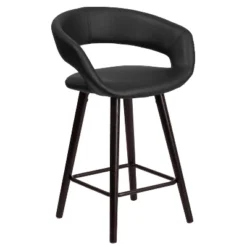 Flash Furniture Brynn Series 24'' High Contemporary Vinyl Rounded Back Counter Height Stool With Cappuccino Wood Frame -Flash Furniture GUEST 2d3c0955 be9a 4b1d 90b1 9a1bac7a1f7c
