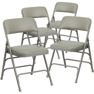 Flash Furniture 4 Pack HERCULES Series Curved Triple Braced & Double Hinged Upholstered Metal Folding Chair 14 Flash Furniture 4 Pack HERCULES Series Curved Triple Braced & Double Hinged Upholstered Metal Folding Chair - Image 12