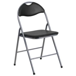 Flash Furniture 2 Pack HERCULES Series Black Vinyl Metal Folding Chair With Carrying Handle -Flash Furniture GUEST 2f127483 950d 4b64 8437 62ac8194041c
