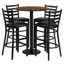 Flash Furniture 30'' Round Laminate Table Set With Round Base And 4 Ladder Back Metal Barstools -Flash Furniture GUEST 2fb317b6 2529 471c 8cbd 76f316651fad