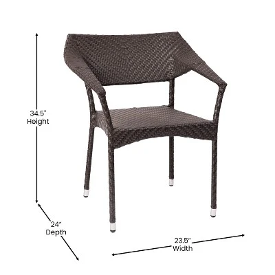 Flash Furniture Jace Set Of 2 Commercial Grade Stacking Patio Chairs, All Weather PE Rattan Wicker Patio Dining Chairs 8 Flash Furniture Jace Set Of 2 Commercial Grade Stacking Patio Chairs, All Weather PE Rattan Wicker Patio Dining Chairs - Image 6