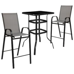 Flash Furniture Outdoor Dining Set - 2-Person Bistro Set - Outdoor Glass Bar Table With All-Weather Patio Stools -Flash Furniture GUEST 3033c75d 34b7 4689 94a7 e96e0d7887d6