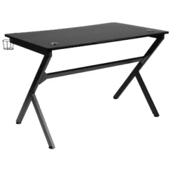 Flash Furniture Gaming Desk 45.25" X 29" Computer Table Gamer Workstation With Headphone Holder And 2 Cable Management Holes -Flash Furniture GUEST 3128ea5b 3901 46e6 9d62 c9c7d70888b3